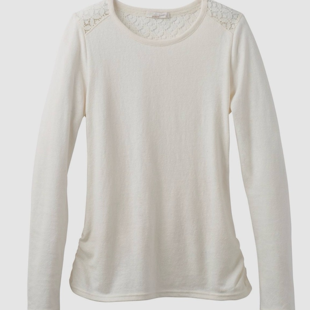 PrAna Elegant Cream Lace Detail Women's Top